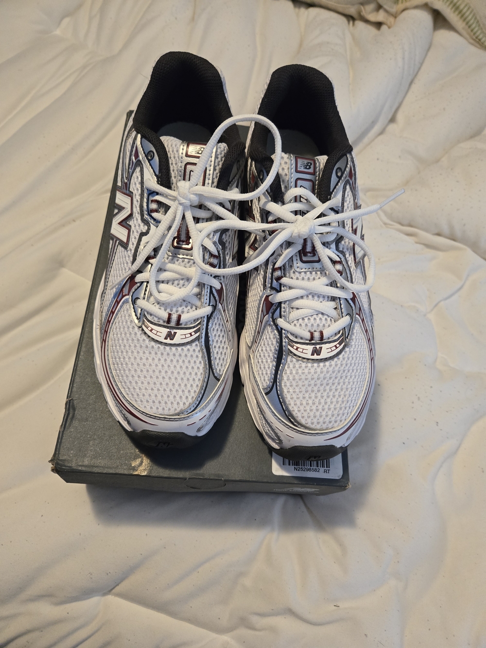 New Balance White Navy Red Men's Athletic Sneakers